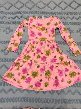 Mignon Pink Floral Tiered Long-Sleeve Dress